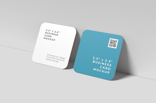 rounded corner square business cards mockup