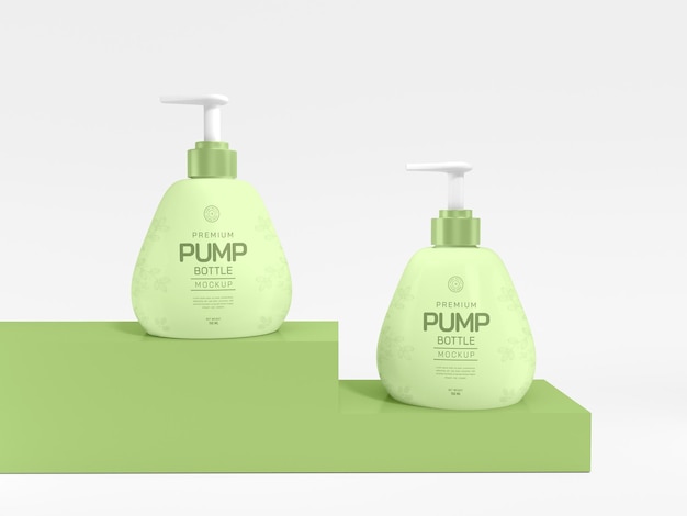 Rounded cosmetic pump bottle mockup