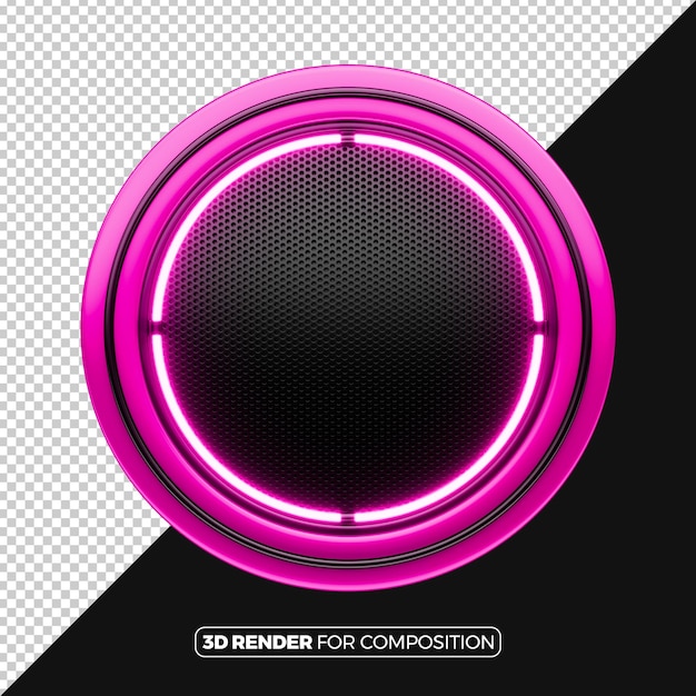 rounded frame 3d rendering with pink neon