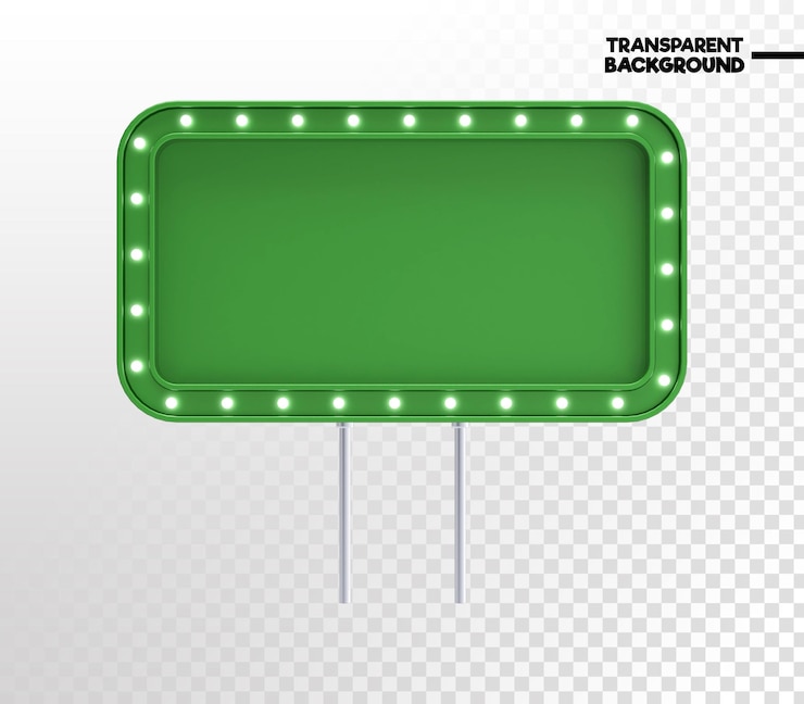 PSD rounded frame with lights and green in realistic 3d render