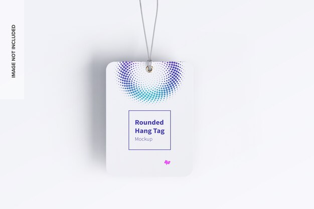 Rounded hang tag mockup with string