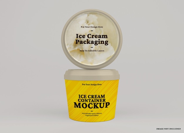 Rounded ice cream container mockup