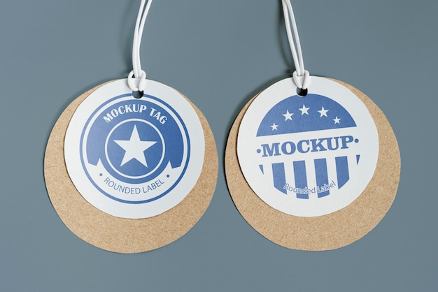 Rounded label tag mockup design