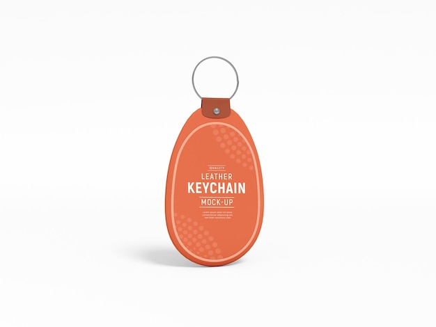 Rounded leather keychain mockup template