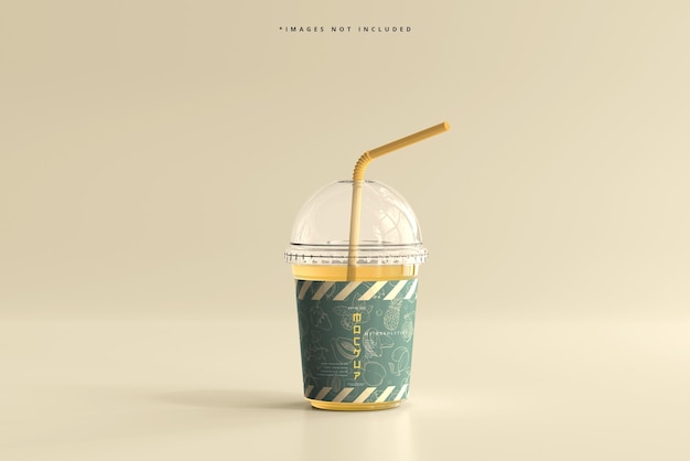 Rounded Lid Small Plastic Cup Mockup