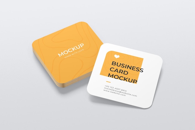 PSD rounded square business card mockup