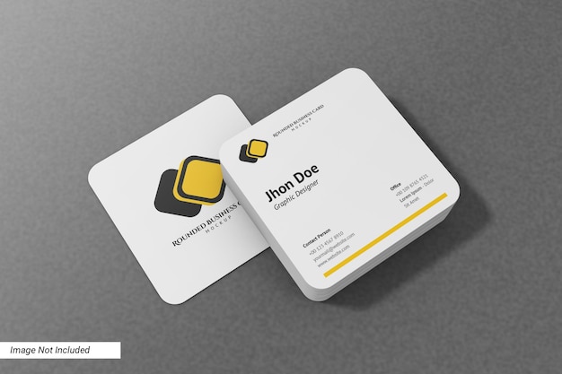 PSD rounded square business card mockup