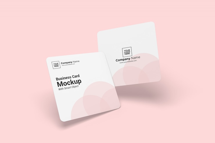 PSD rounded square business card mockup