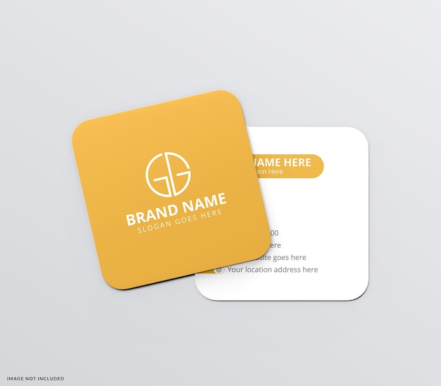 Rounded Square Business Card Mockup