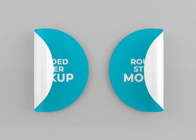 Rounded sticker mockup design in 3d rendering isolated