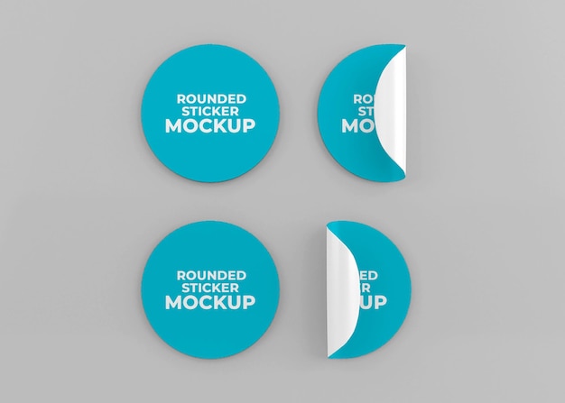 Rounded sticker mockup design in 3d rendering isolated