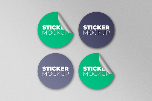 PSD rounded stickers mockup