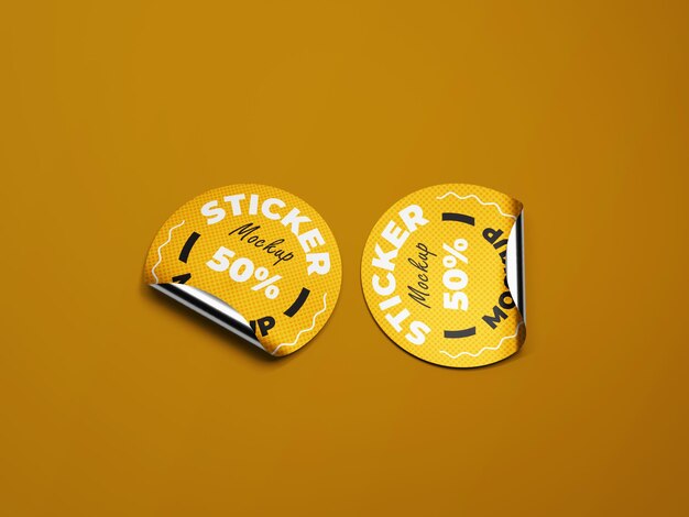 PSD rounded stickers mockup