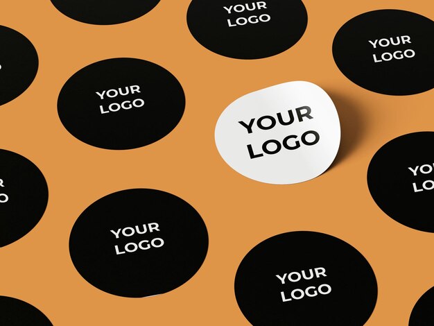 PSD rounded stickers mockup