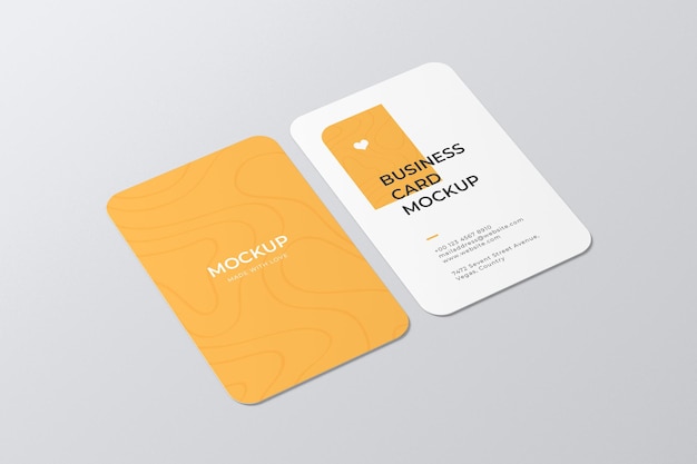 PSD rounded vertical business card mockup