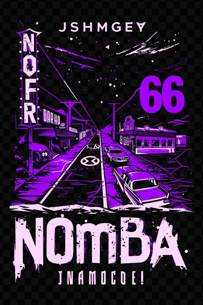 PSD route 66 with nostalgic street scene and roadside architectu psd vector tshirt tattoo ink scape art