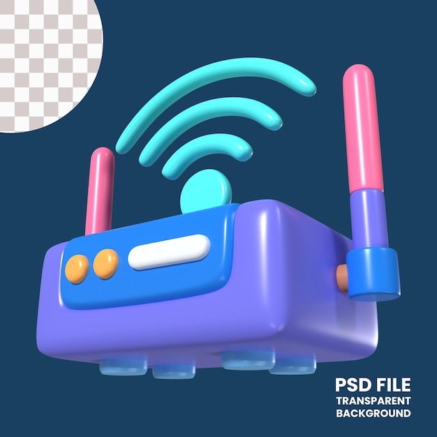 PSD Икона 3d-иллюстрации маршрутизатора