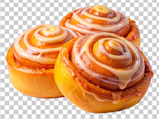 PSD a row of buns with icing and cinnamon rolls on a checkered background