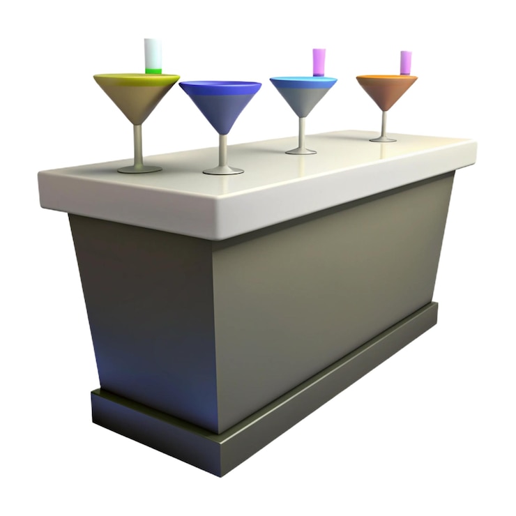 PSD a row of colorful cocktails on a bar with one that says quot colorful quot