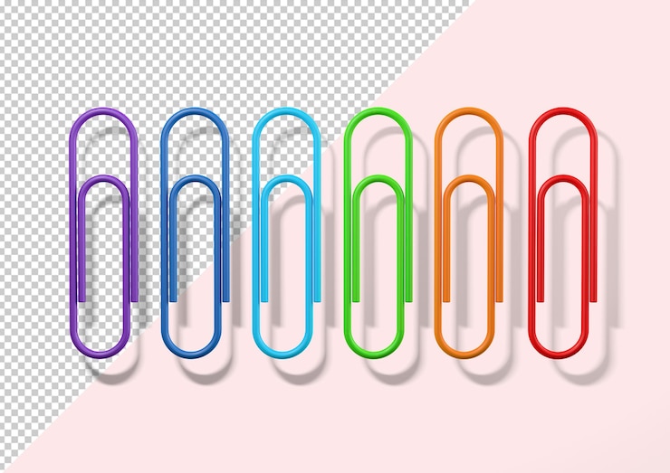 PSD a row of colorful paper clips are lined editable background