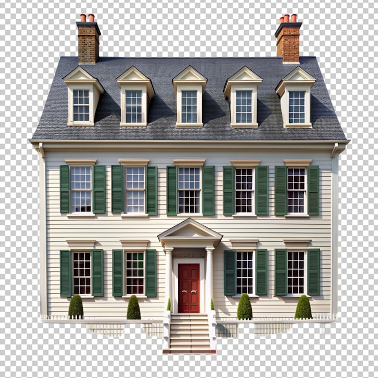 PSD row house isolated on transparent background