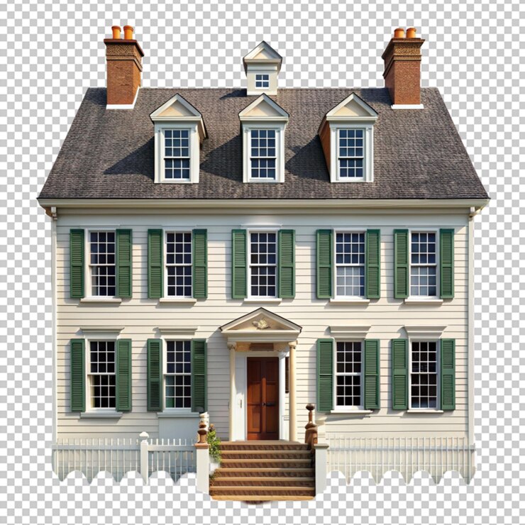 PSD row house isolated on transparent background