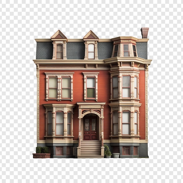 PSD row house isolated on transparent background