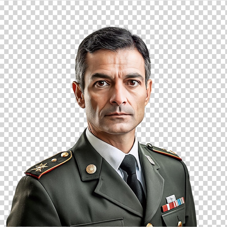 PSD a row of military uniforms on transparent background