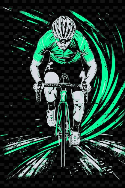 PSD rowerzysta jeżdżący na rowerze z hełmem i butami rowerowymi z ilustracją aero flat 2d sport backgroundd