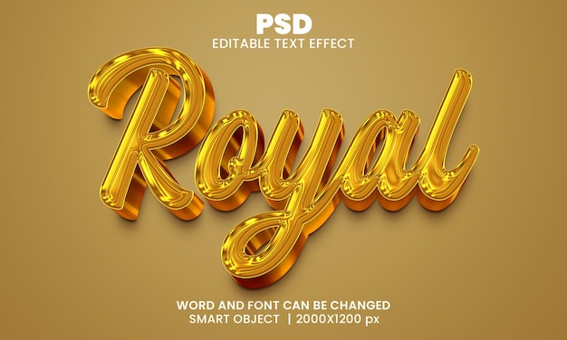 Королевский 3d редактируемый текстовый эффект Premium Psd с фоном