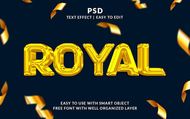 Королевский 3D редактируемый текстовый эффект стиля psd с фоном