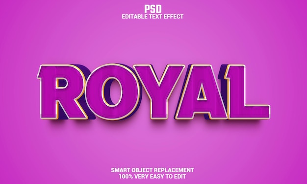 Royal 3d editable text effect with background premium psd