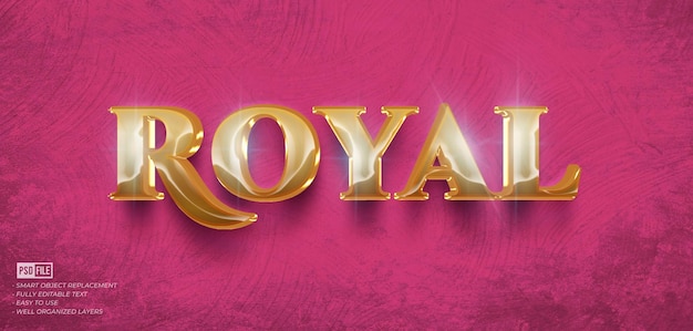 Royal 3d style with custom text editable font style effect