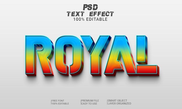royal 3d text effect psd file