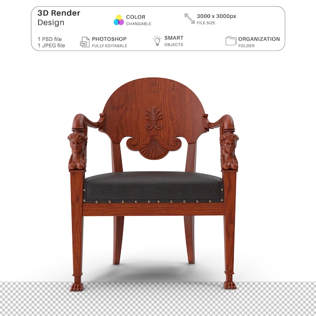 PSD 왕실 의자 3d 모델링 psd 파일 현실적인 왕실 의자