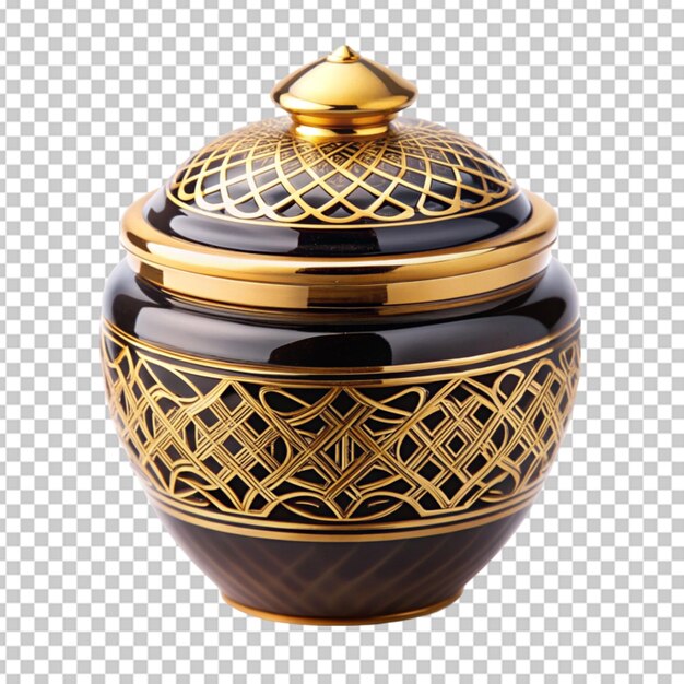 PSD royal black golden jar transparent background