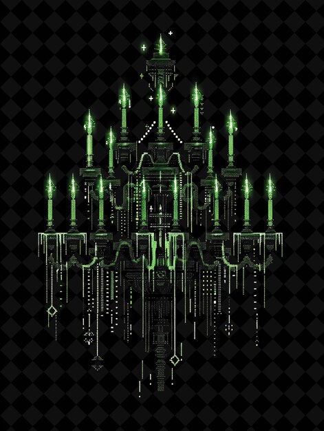 Royal Candelabra 8 Bit Pixel With Multiple Arms and Candles PNG Unique Y2K Design Collection