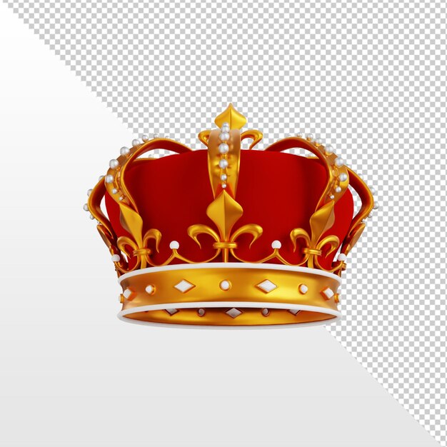 Royal golden crown with jewels isolated 3d rendering