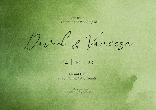 Royal green wedding invite card template