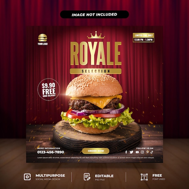 Royal Selection Burger 소셜 미디어 템플릿