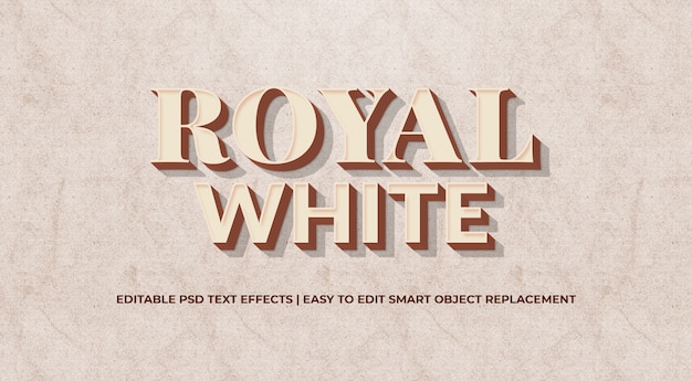 Royal white 3d-tekststijleffect premium psd