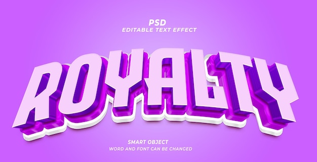 Royalty 3d editable psd text effect with cute background