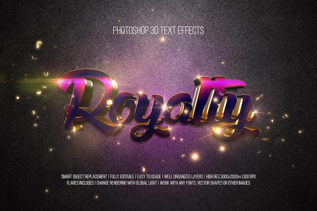 PSD royalty photoshop effetti di testo 3d