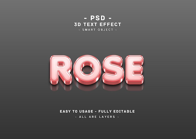 Różany Efekt Stylu Tekstu 3d