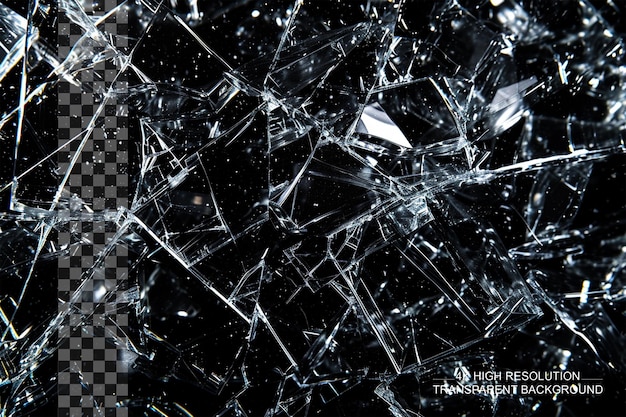 PSD rozbite kawałki szkła abstrakcyjna eksplozja uchwycona na przezroczystym tle