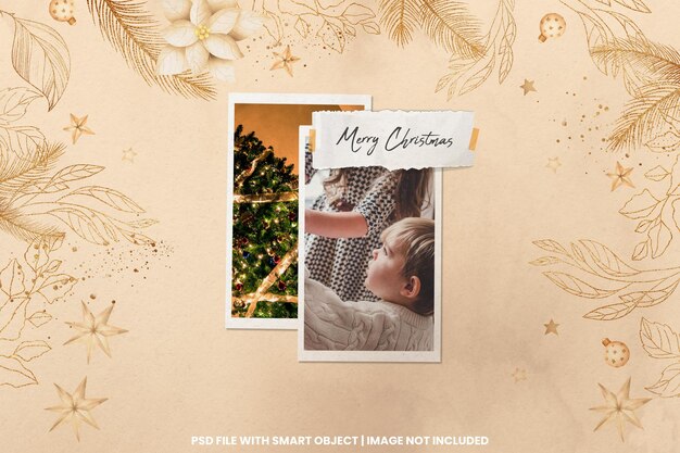 Rozdarty Ramka Na Zdjęcia Szablon Polaroid Boże Narodzenie I Nowy Rok Makieta Premium Psd