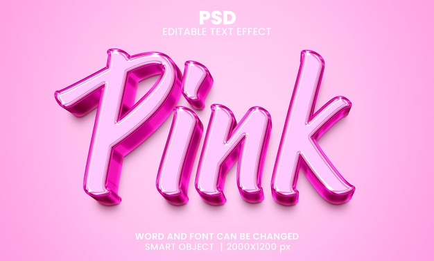 PSD roze 3d bewerkbaar teksteffect premium psd met achtergrond