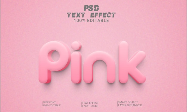 Roze 3d bewerkbaar tekststijleffect premium psd-bestand met achtergrond