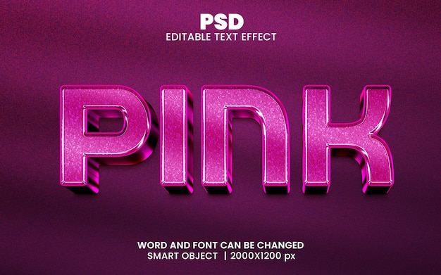 Roze 3d bewerkbare photoshop teksteffectstijl met achtergrond