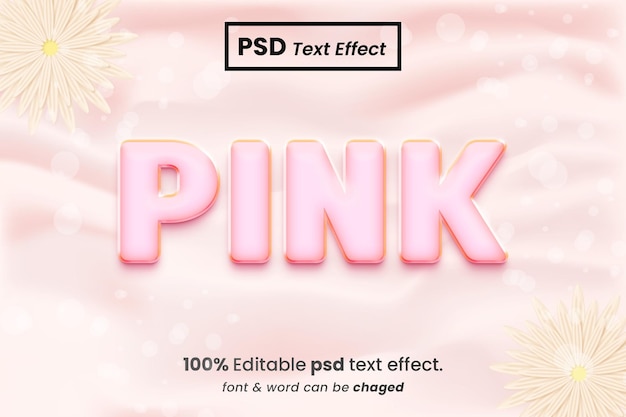 PSD roze 3d bewerkbare tekst-effect